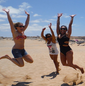 Happy ladies on the beach